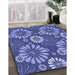 Patterned Sky Blue Rug in Family Room, pat1285blu