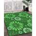 Patterned Green Rug in Family Room, pat1285grn