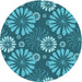 Square Machine Washable Transitional Teal Green Rug in a Living Room, wshpat1285lblu