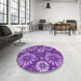 Round Patterned Purple Rug in a Office, pat1285pur