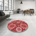 Round Patterned Red Rug in a Office, pat1285rd