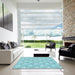 Square Patterned Blue Rug in a Living Room, pat1286lblu