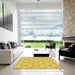 Machine Washable Transitional Bold Yellow Rug in a Kitchen, wshpat1286yw