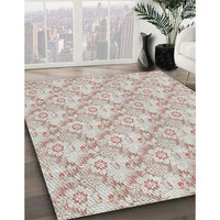 Patterned Dark Almond Brown Novelty Rug, pat1286