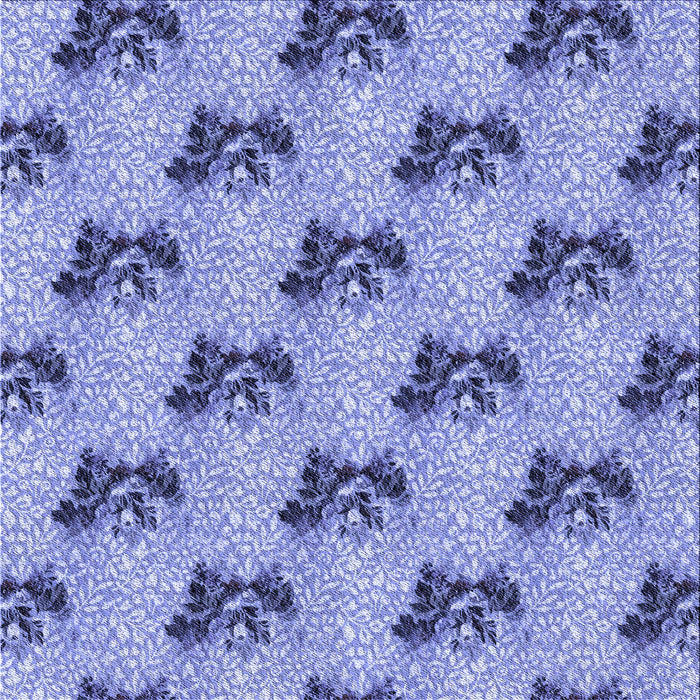 Round Patterned Jeans Blue Rug, pat1287blu