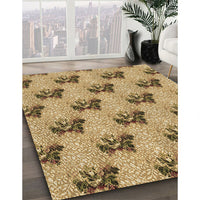 Patterned Yellow Orange Rug, pat1287brn