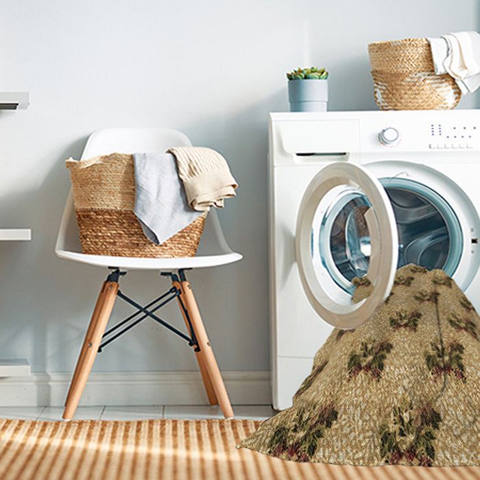 Machine Washable Transitional Yellow Orange Rug in a Washing Machine, wshpat1287brn