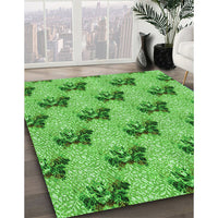 Patterned Emerald Green Rug, pat1287grn