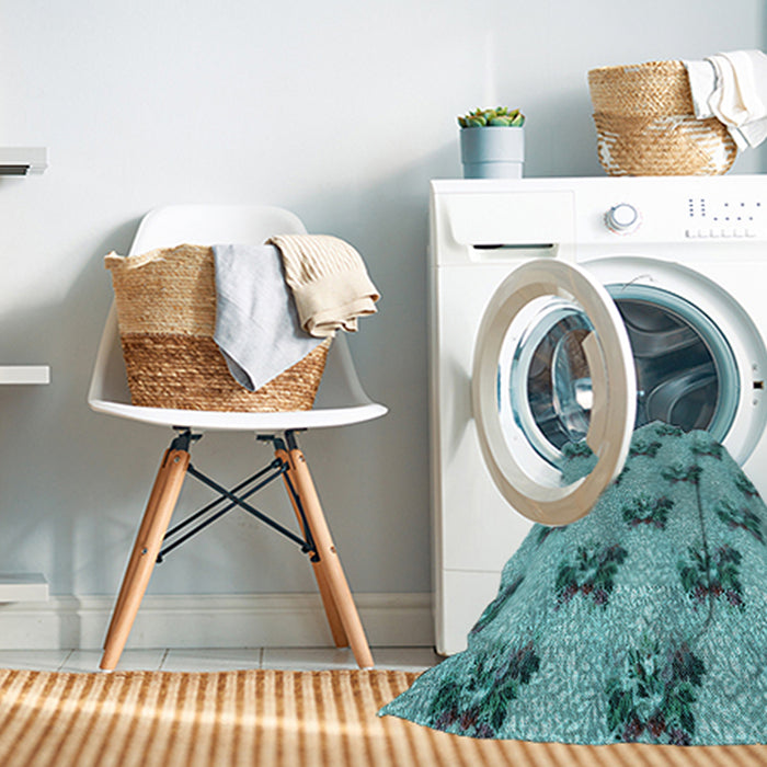 Machine Washable Transitional Aquamarine Stone Green Rug in a Washing Machine, wshpat1287lblu