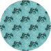 Square Patterned Aquamarine Stone Green Rug, pat1287lblu