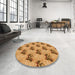 Round Patterned Orange Rug in a Office, pat1287org