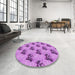 Round Patterned Violet Purple Rug in a Office, pat1287pur