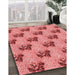 Machine Washable Transitional Light Coral Pink Rug in a Family Room, wshpat1287rd