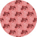 Square Machine Washable Transitional Light Coral Pink Rug in a Living Room, wshpat1287rd