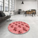 Round Patterned Light Coral Pink Rug in a Office, pat1287rd