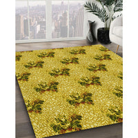 Patterned Bright Gold Yellow Rug, pat1287yw