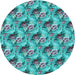 Square Patterned Bright Turquoise Blue Rug, pat1288lblu