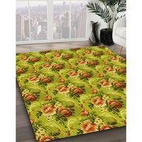 Patterned Golden Brown Yellow Rug, pat1288yw