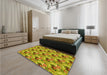 Patterned Golden Brown Yellow Rug in a Bedroom, pat1288yw