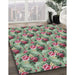 Patterned Green Novelty Rug in Family Room, pat1288