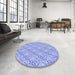 Round Patterned Light Slate Blue Rug in a Office, pat1289blu