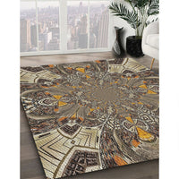 Patterned Light French Beige Brown Novelty Rug, pat128