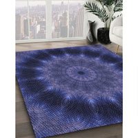 Patterned Royal Blue Rug, pat129blu