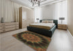 Patterned Oak Brown Rug in a Bedroom, pat129brn