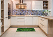 Patterned Dark Lime Green Rug in a Kitchen, pat129grn