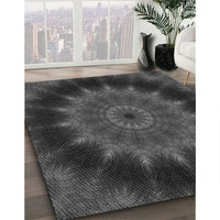 Patterned Charcoal Black Rug, pat129gry