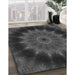 Patterned Charcoal Black Rug in Family Room, pat129gry