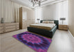 Patterned Clematis Violet Purple Rug in a Bedroom, pat129pur