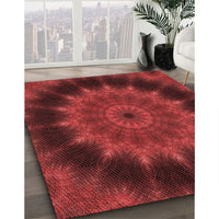 Patterned Cranberry Red Rug, pat129rd