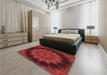 Patterned Cranberry Red Rug in a Bedroom, pat129rd