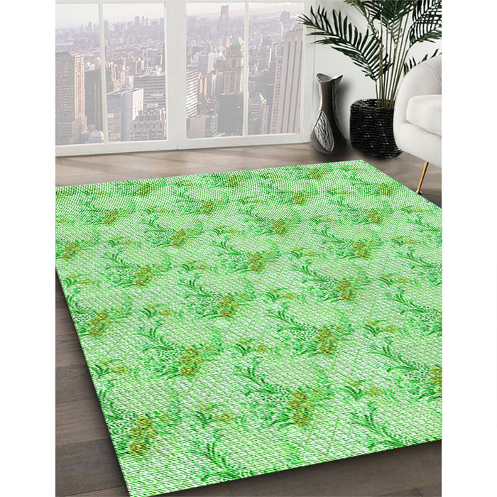 Machine Washable Transitional Jade Green Rug in a Family Room, wshpat1290grn