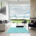 Square Patterned Blue Rug in a Living Room, pat1290lblu