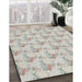 Patterned Sage Green Novelty Rug in Family Room, pat1290