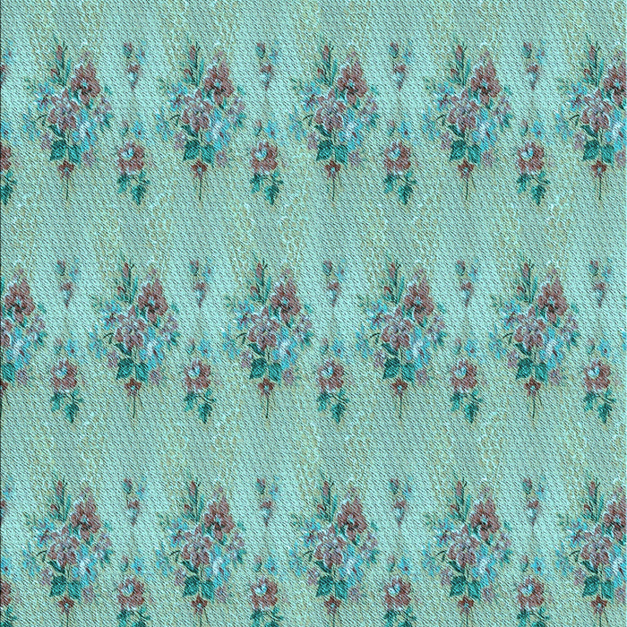 Patterned Sea Green Rug, pat1291lblu