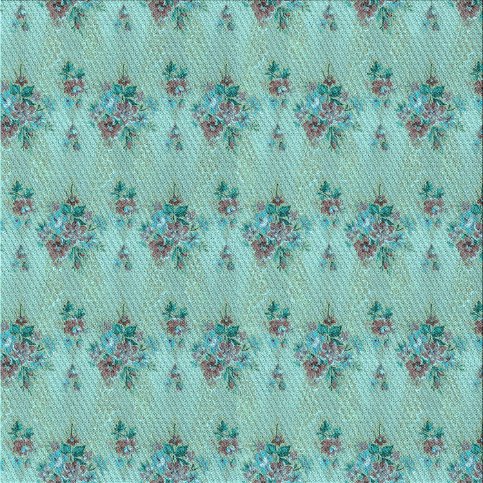 Round Patterned Sea Green Rug, pat1291lblu