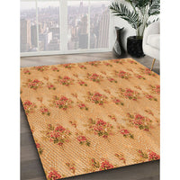 Patterned Neon Orange Rug, pat1291org