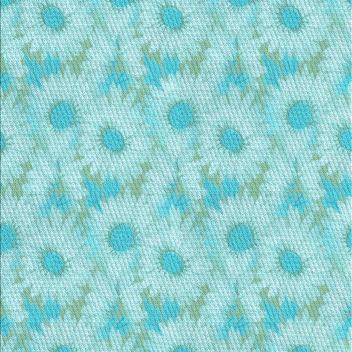 Patterned Medium Turquoise Green Rug, pat1292lblu