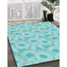 Patterned Medium Turquoise Green Rug in Family Room, pat1292lblu