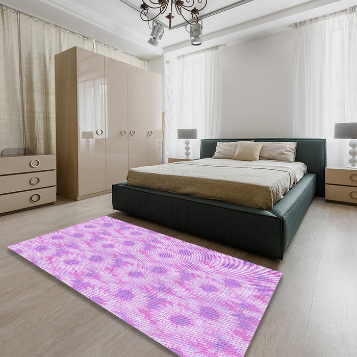 Round Machine Washable Transitional Purple Rug in a Office, wshpat1292pur