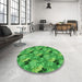 Round Patterned Green Rug in a Office, pat1293grn