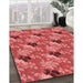 Patterned Red Rug in Family Room, pat1293rd