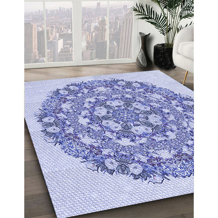 Machine Washable Transitional Blue Rug in a Family Room, wshpat1294blu