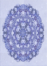 Machine Washable Transitional Blue Rug, wshpat1294blu