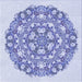 Round Patterned Blue Rug, pat1294blu