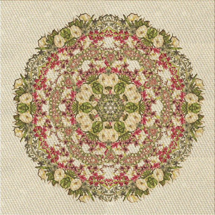 Round Patterned Khaki Gold Rug, pat1294brn