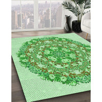 Patterned Jade Green Rug, pat1294grn